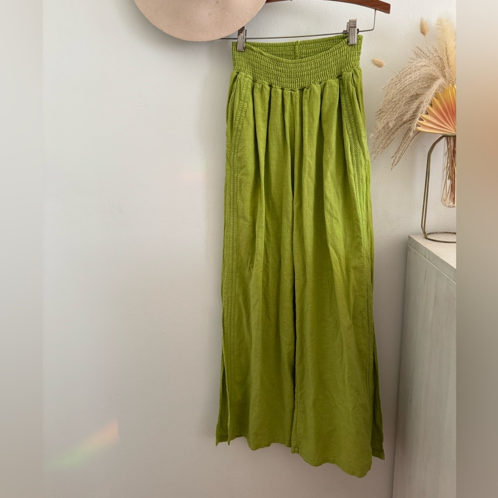 Green Women's Breezy Wide Leg Pants - Picture 3 of 6
